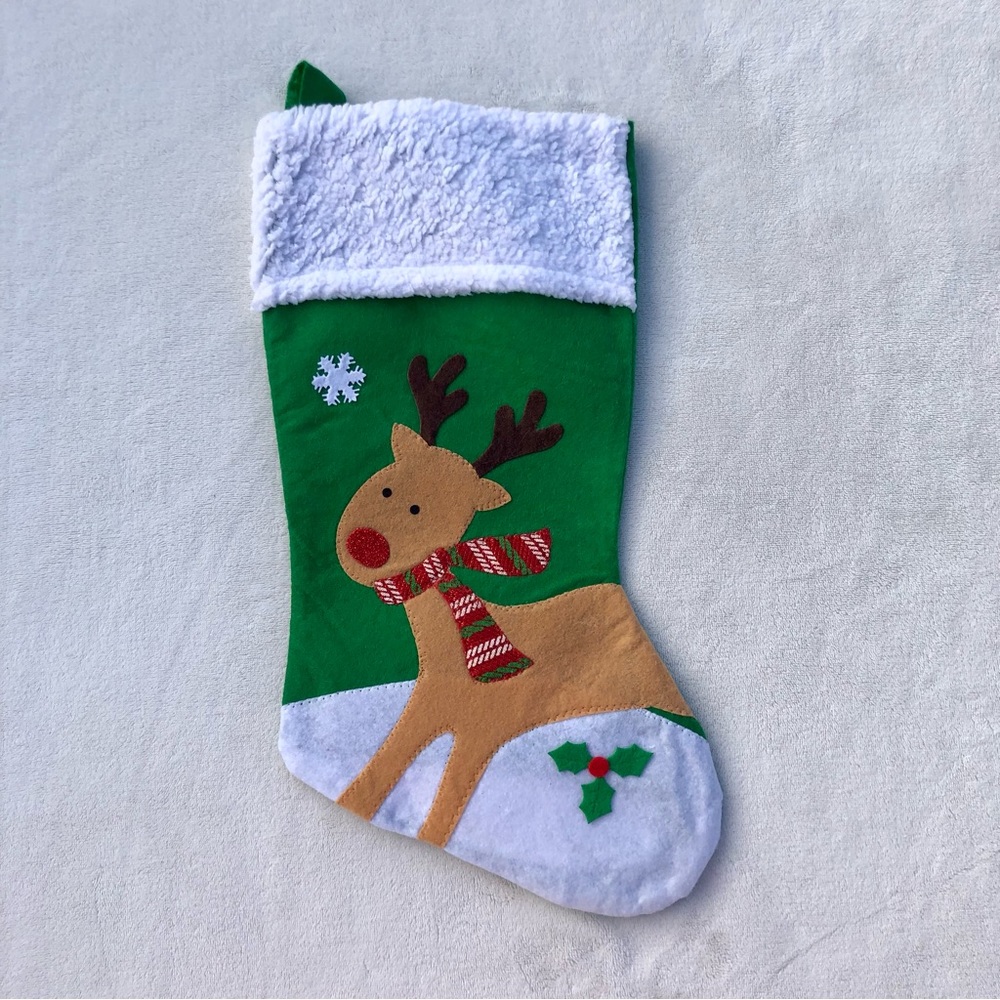 Christmas Stocking Deer Felt Green